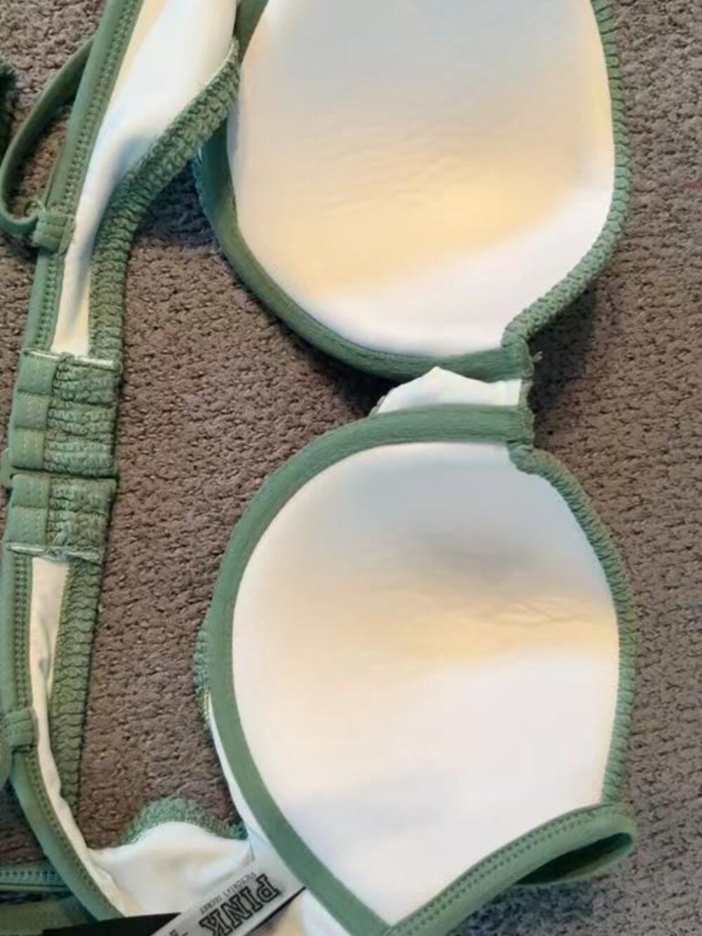 Victoria's Secret PINK Ribbed Underwire Bikini Set High Waist Sage Green L - Picture 5 of 6